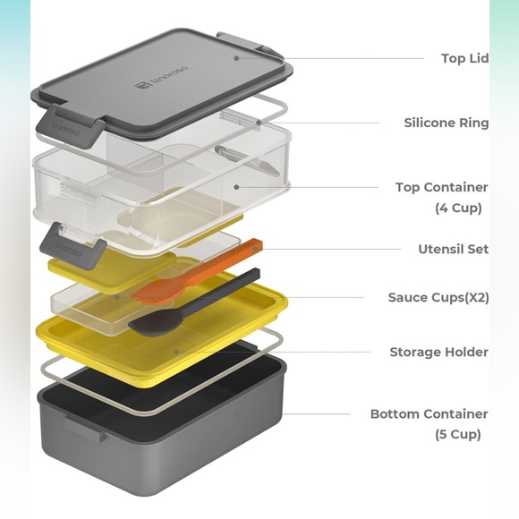 Stackable Bento Box Adult Lunch Box | Meet All You On-the-Go Needs for Food - Picture 5 of 10